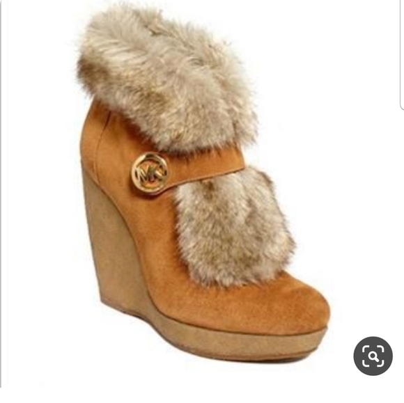Michael Kors Shoes - Michael kors suede Lara wedge mocha ankle boots